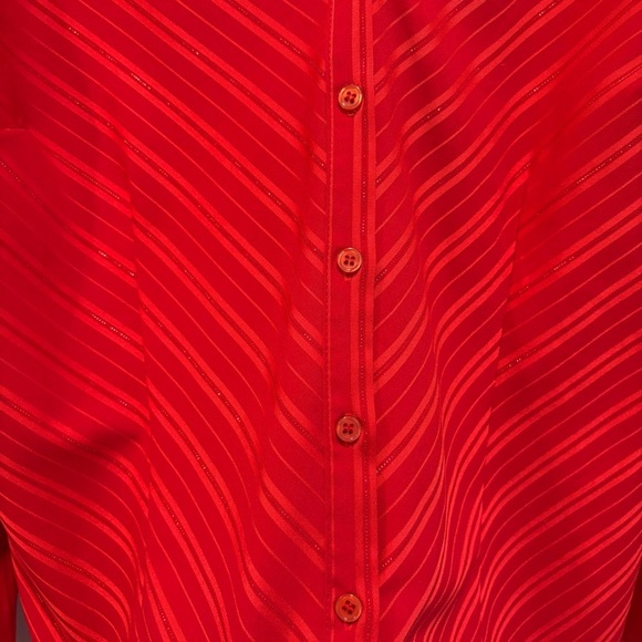 Vintage Covington Red Sparkly Striped Long Sleeve Button Up - Size XL - Picture 2 of 7